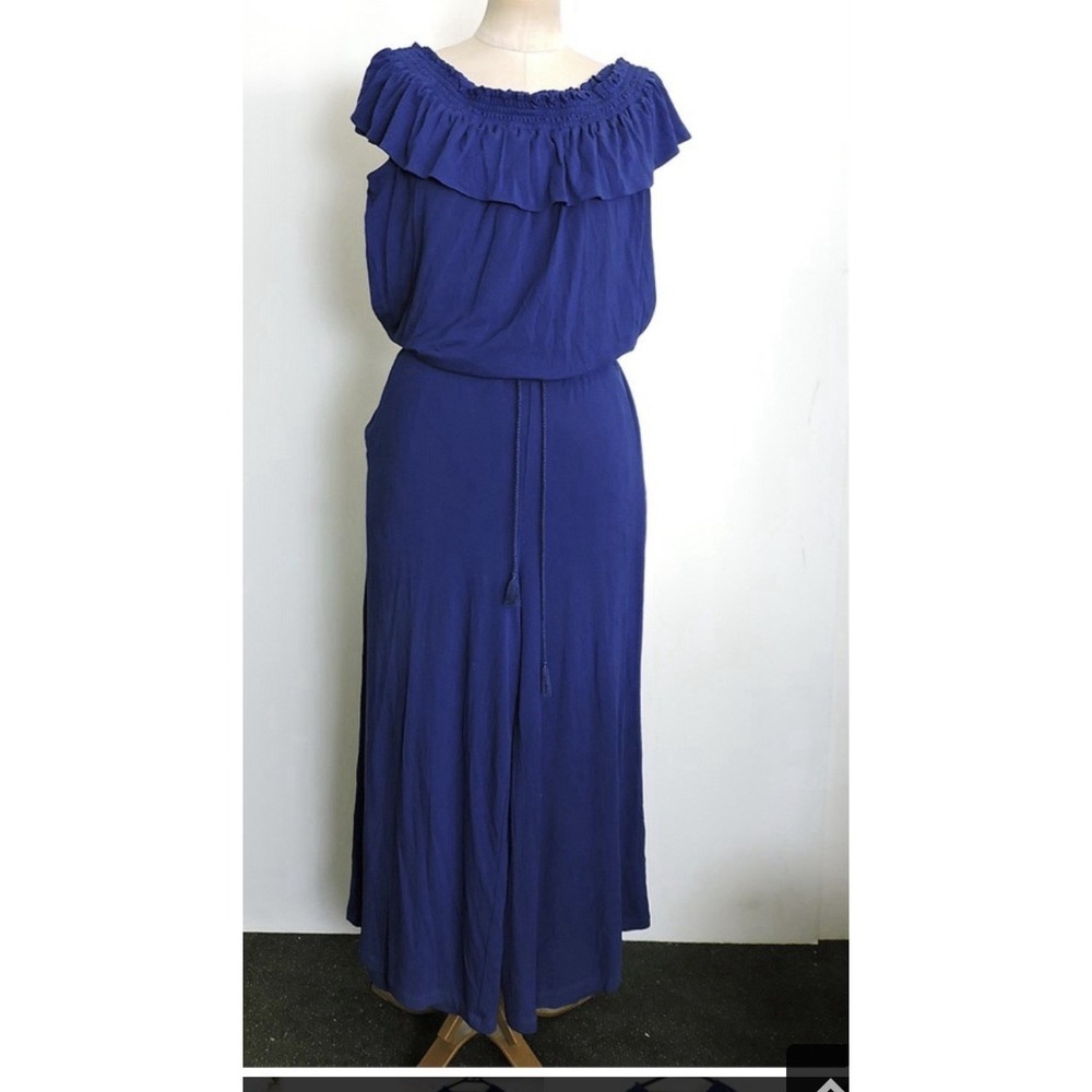 RALPH LAUREN Womens Blue OFF THE SHOULDER Sleeve Wide Leg Evening Jumpsuit 2X #6
